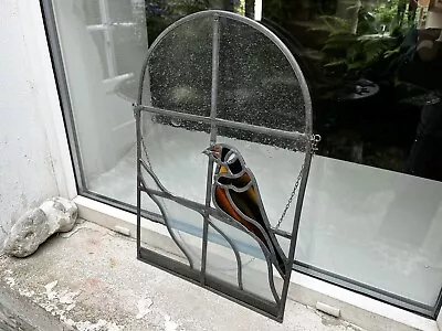 Buy Large Leaded Stained Glass Window Hanging Handmade Bird Sitting In Window • 35£