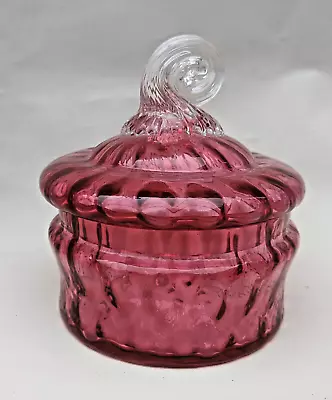 Buy Pretty Victorian Cranberry Glass Lidded Bowl • 38£