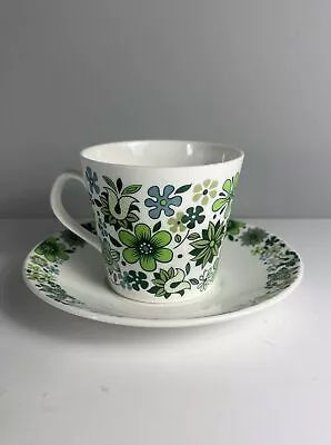 Buy Elizabethan Carnaby Fine Bone China Green Floral Cup & Saucer Made In England • 7.99£