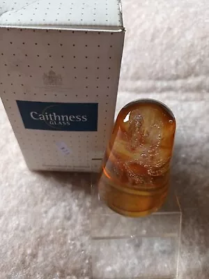 Buy ETCHED CAITHNESS CLEAR Amber  'NOVA' CONICAL ART GLASS PAPERWEIGHT Boxed  • 17£
