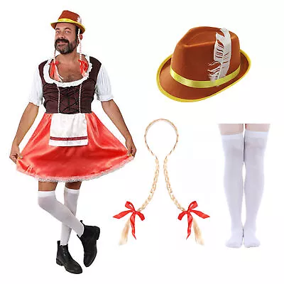 Buy Mens Bavarian Dress Costume Funny Oktoberfest Lederhosen Fancy Dress Stag Night • 19.99£