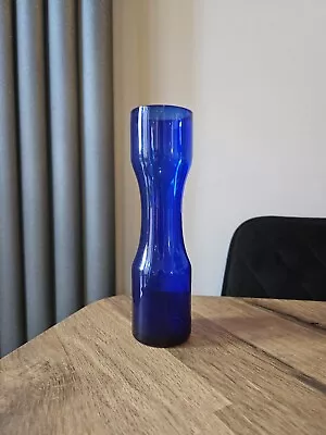 Buy Vintage Colbolt Blue Glass Vase Scandinavian? Italian? Hooped Waisted Hour Glass • 7.99£
