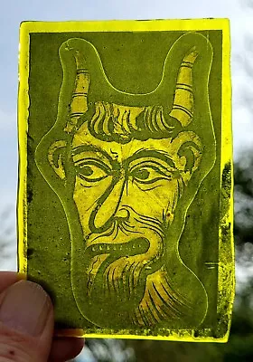 Buy Devil Stained Glass Yellow Kiln Fired Piece 10 Cm X 6.5 Cm  Stain Glass Supplies • 23£