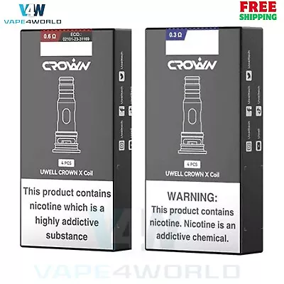 Buy Uwell Crown X Replacement Coils 0.3ohm 0.6ohm Mesh Pack Of 4 Coils Fast Dispatch • 10.89£