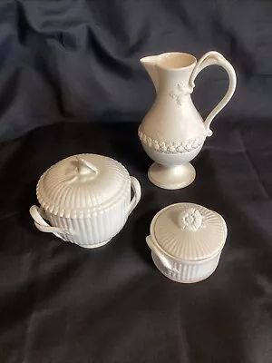 Buy Authentic Leeds Creamware 3 Pieces 2 Lidded Pots + Cream Jug • 40£