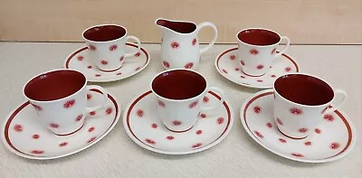 Buy Susie Cooper Bone China 1950s One O' Clock 5 Coffee Cups, Saucers & Milk Jug. • 19.99£
