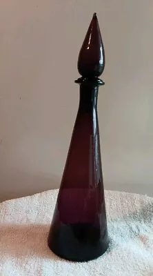 Buy VTG 17  MCM Italy Empoli Glass Purple Amethyst Genie Bottle W Flame Stopper  • 125.81£