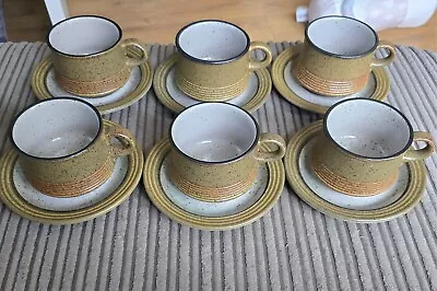 Buy Set Of Six Purbeck Pottery Studland Cups And Saucers • 50£
