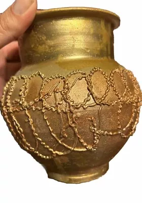 Buy Vintage Copper Gold  Tone Pottery Vase Middle East • 10.25£