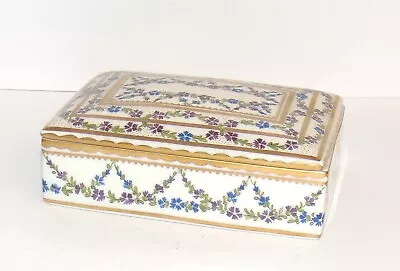 Buy Dresden Carl Thieme Porcelain Trinket Box & Cover With Garland Decoration • 9.99£