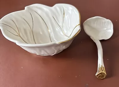 Buy Vintage Carlton Ware Leaf Shaped Hand Painted Dip Dish & Spoon • 10£