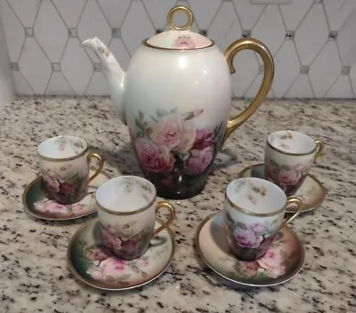 Buy Vintage Thomas Sevres Bavaria  Bourbon Rose  Teapot Cup Saucer Set Hand Painted  • 834.08£