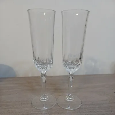 Buy Set Of 2 Vintage 8.25” Tall Crystal  Champagne Flute  • 14.35£