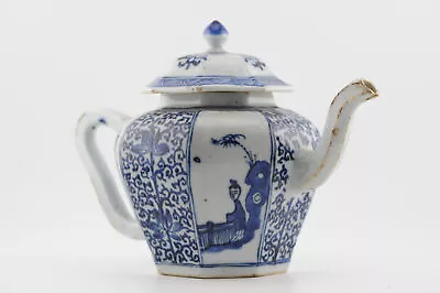 Buy Unusual Antique Kangxi Period Chinese Porcelain Octagonal Teapot Figures Lotus • 1,103.11£