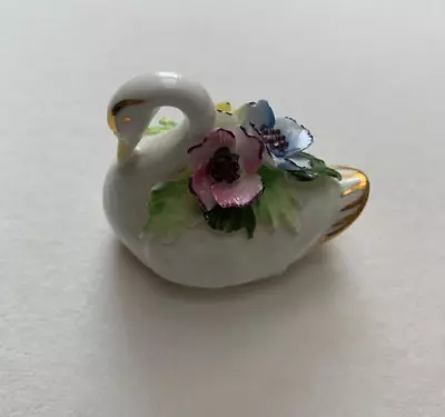 Buy Royal Adderley  Swan Figurine  VTG Bone China FLORAL • 9.32£