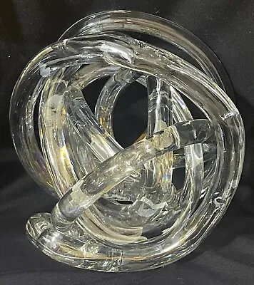 Buy Vintage Pop Art Glass Twisted Clear KnotPaperweight Sculpture Object MCM Large • 69.89£