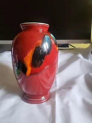 Buy Poole Pottery Odyssey Vase 20 Cm Red With Slip Glaze Volcano Delphis Mid Century • 46.99£