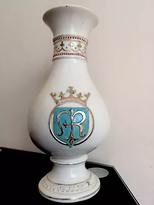 Buy Rare Victorian Porcelain Altar Vase IHS Christ Christian Monogram Crowned Crest • 80£