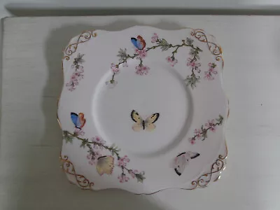 Buy Tuscan Fine English Bone China Pale Pink Square Plate Butterflies And Flowers • 99£