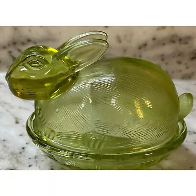 Buy Vintage Green Glass Rabbit Bunny On Nest Covered Dish 4  Tall Candy Easter • 23.29£