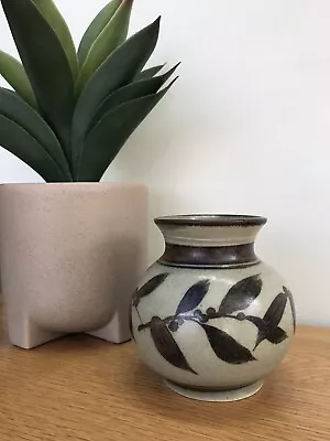 Buy J S Stuart Quayside Pottery Exeter, Small Round Pottery Vase With Leaf Pattern • 7£