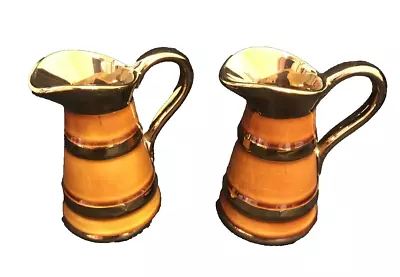 Buy Lord Nelson Pottery Milk Jugs, 7-69 Brown Set Of 2 With Gold Bands 10cm Tall • 4.99£