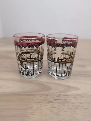 Buy 2 Vintage 1940's  1950's Libbey Circus Lion Tamer 3 1/4   Cocktail Glasses • 15.83£