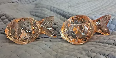 Buy Glass Goldfish Votive Candle Holders Clear And Orange Flash • 18.55£