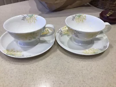 Buy 2 X Laura Ashley Bone China Cups And Saucers - Honeysuckle • 17.50£