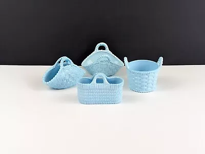 Buy Collection Of 4 Victorian Sowerby Blue Vitro Porcelain Milk Glass Baskets • 30£