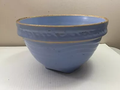 Buy Antique Blue Yellow Ware Stoneware Mixing Bowl 9.75  Pottery Primitive • 61.16£