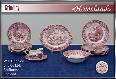 Buy Dining Service  Homeland  By Grindley England Plate Plate Red Bowl • 119.24£