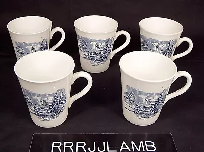 Buy Wedgewood Countryside China Set Of 5 COFFEE CUPS Mugs In Blue & White • 22.29£
