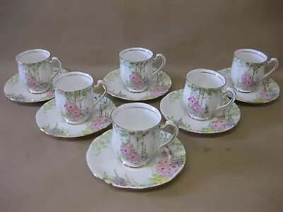 Buy 6 Vintage Royal Standard Bone China Coffee Cups & Saucers ~ Hand Painted Flowers • 24.99£