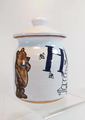 Buy Honey Jar Hand Painted Studio Pottery Bee Hive Bees Bear Flowers Kitchen Storage • 20£