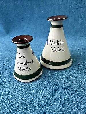 Buy 2 X Torquay Ware Violet Posy Vases - Kentish / Devonshire VIOLETS 7 Cm 10cm Tall • 42£