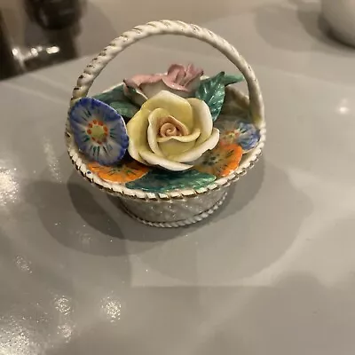 Buy Vintage Capodimonte Style  Porcelain Flower Basket, Made In China • 9.99£