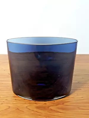Buy Vintage Cobalt Blue Oval Hand Made Art Glass Vase H 10cm • 9£