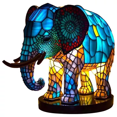 Buy Retro Stained Glass Animal Table Lamp,Creative Animal Stained Glass Night Light • 14.87£