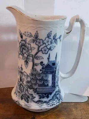 Buy Antique Water Jug. Johnson Burslem Pottery Made In England. Willow Style Pattern • 10£