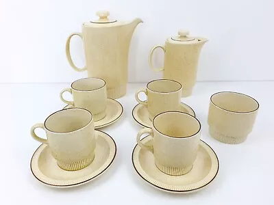 Buy Poole Pottery Broadstone Set Coffee Pot, 4x Coffee Cups & Saucers, Milk & Sugar • 29.99£