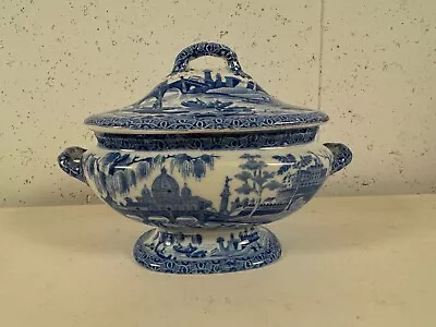 Buy Antique Spode Blue & White Transfer Ware Tiber / Rome Pattern Sauce Tureen • 232.98£