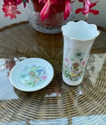 Buy Aynsley Wild Tudor Mayfair Vase And Pin Trinket Dish • 15.99£