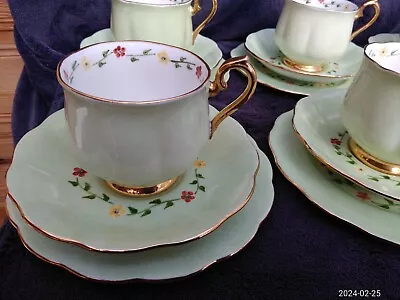 Buy Beautiful Vintage China (GOOD CONDITION) Hand Painted Signed 6 Trio Tea Set (18) • 32£