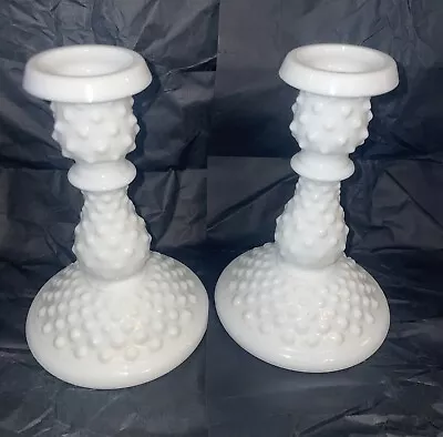 Buy Vintage Fenton Candlesticks Holders White Hobnail Milk Glass Mid Century 14.75cm • 29.99£