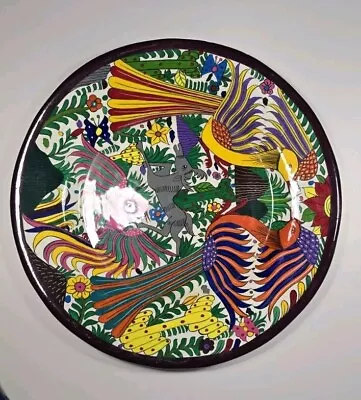 Buy Beautiful Mexican Talavera Folk Art Hand Painted Terracotta Wall Plate. 16  Dia • 24.99£