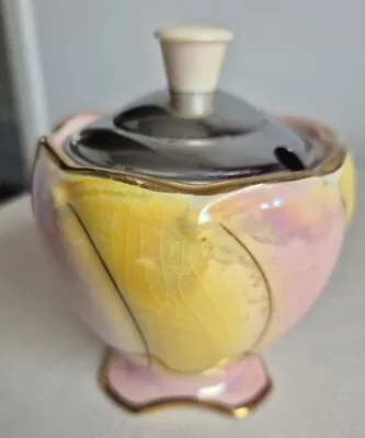 Buy Vintage 1930s / 1940s Royal Winton Jam/Preserve Pot Yellow/ Pink With Metal Lid • 4£