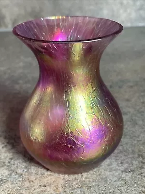 Buy Heron Glass Iridescent Cranberry Red  Art Glass Bud Vase. • 12£