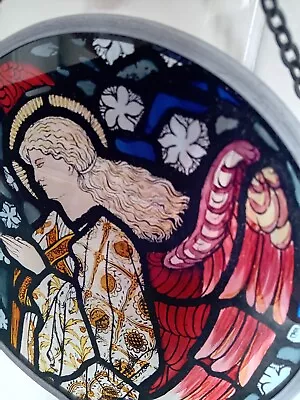 Buy Winged Heart Hand Painted Suncatcher Of Angel , Stained Glass, Diameter 15.5CM • 21.49£