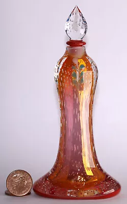 Buy Richard Clements, Australian Art Glass Perfume Bottle, Tall Pink & Gold Lustre • 84.50£